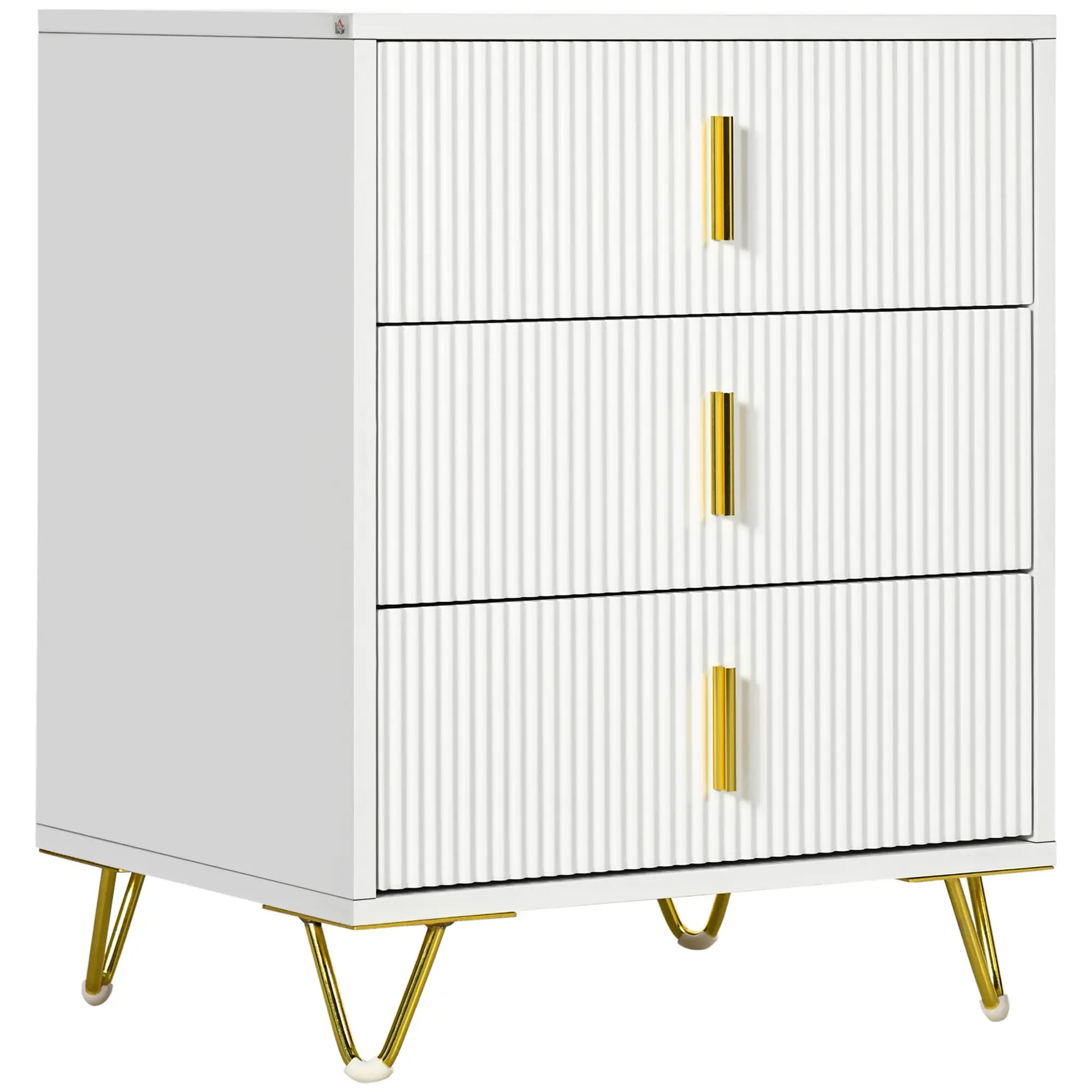 3-Drawer Storage Cabinet, Metal Legs, 19.7"x15.7"x24.8", White Storage Cabinets White at Gallery Canada
