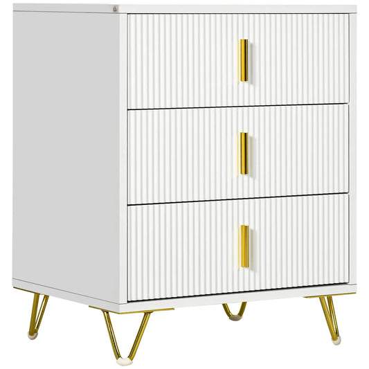 3-Drawer Storage Cabinet, Metal Legs, 19.7"x15.7"x24.8", White Storage Cabinets White at Gallery Canada