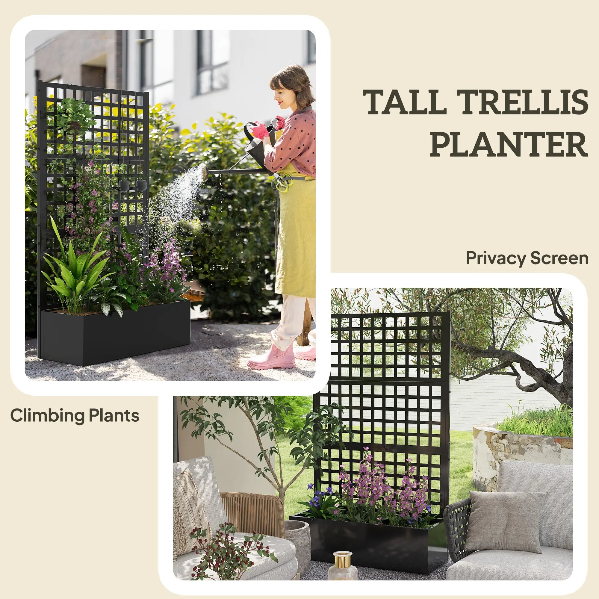 Galvanized Raised Garden Bed with Trellis, 43