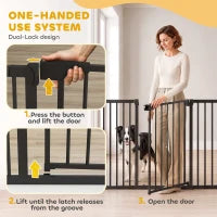 Barrière pour bébé et animal 3 extensions, fermeture automatique, 36"H, noir