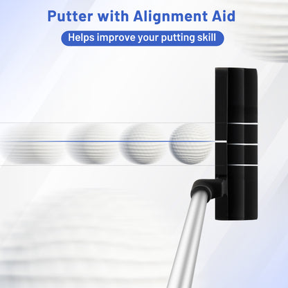 Men's Complete Golf Clubs and Bag Set with Headcovers and Putter, Blue