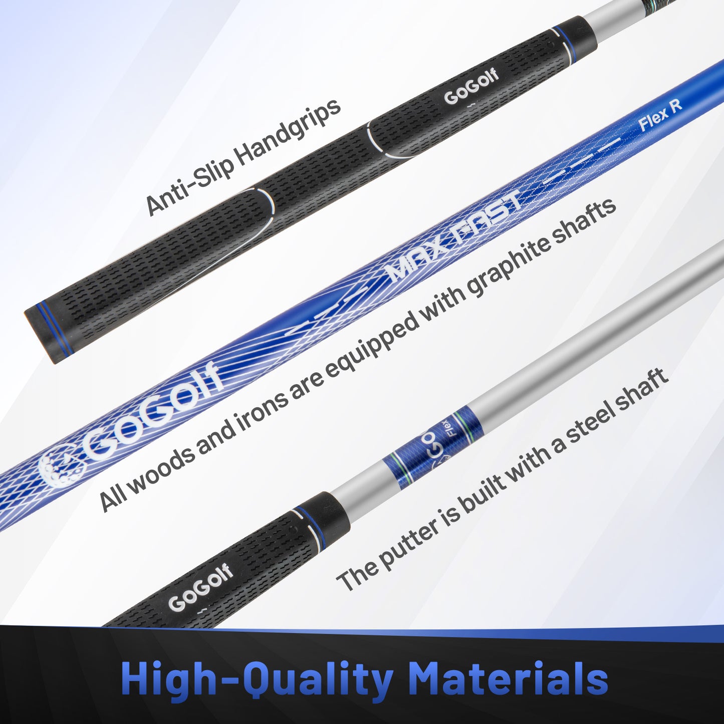 Men's Complete Golf Clubs and Bag Set with Headcovers and Putter, Blue