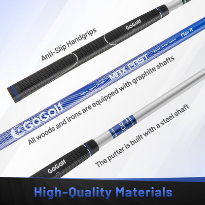 Men's Complete Golf Clubs and Bag Set with Headcovers and Putter, Blue