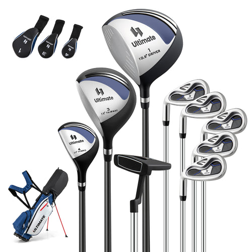 Complete Left Handed Golf Clubs Set With Stand Bag, Blue