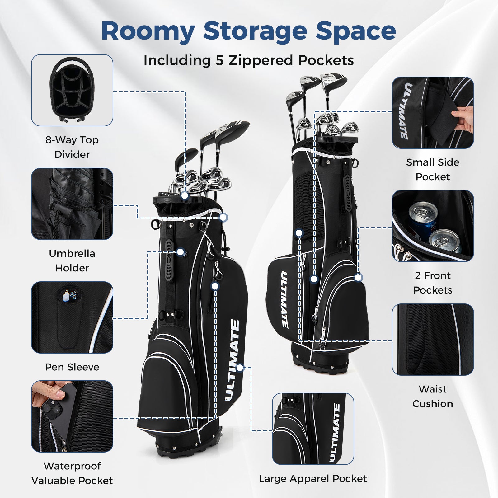 Mens LeftHanded Complete Golf Clubs and Bag Set Portable Lightweight Golf Stand Bag, Black Golf at Gallery Canada