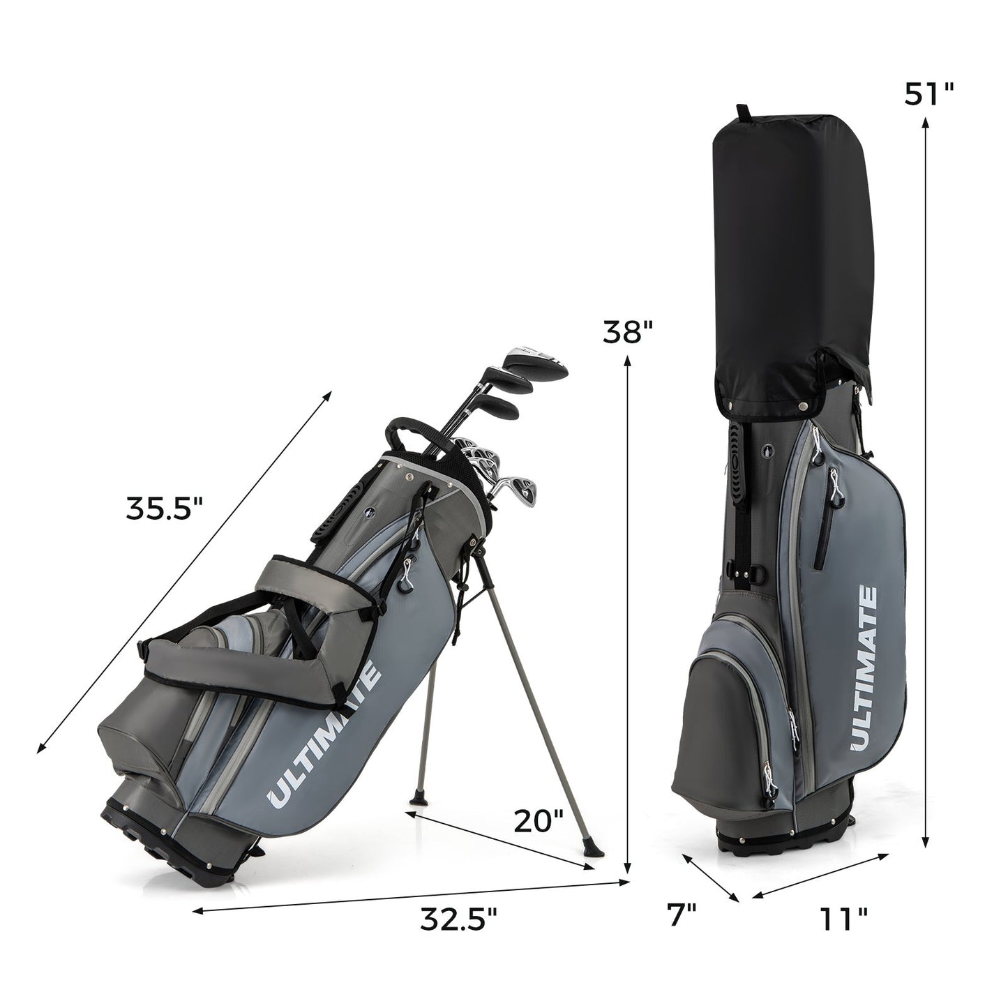 Mens LeftHanded Complete Golf Clubs and Bag Set Portable Lightweight Golf Stand Bag-Grey, Gray Golf at Gallery Canada