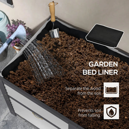 Wooden Elevated Planter Box with Storage, 59" x 30" x 29.5", Grey Galvanized Planter Boxes at Gallery Canada