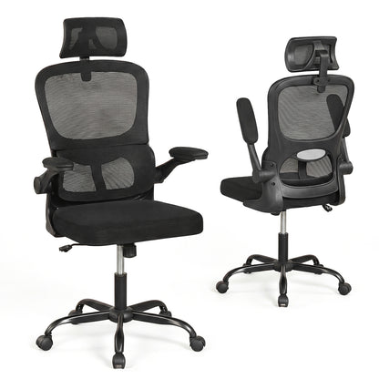 Mesh Office Chair, Adaptive Lumbar Support, Flip-up Armrests, Black Ergonomic Chairs at Gallery Canada