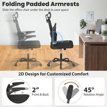 Mesh Office Chair, Adaptive Lumbar Support, Flip-up Armrests, Black Ergonomic Chairs at Gallery Canada