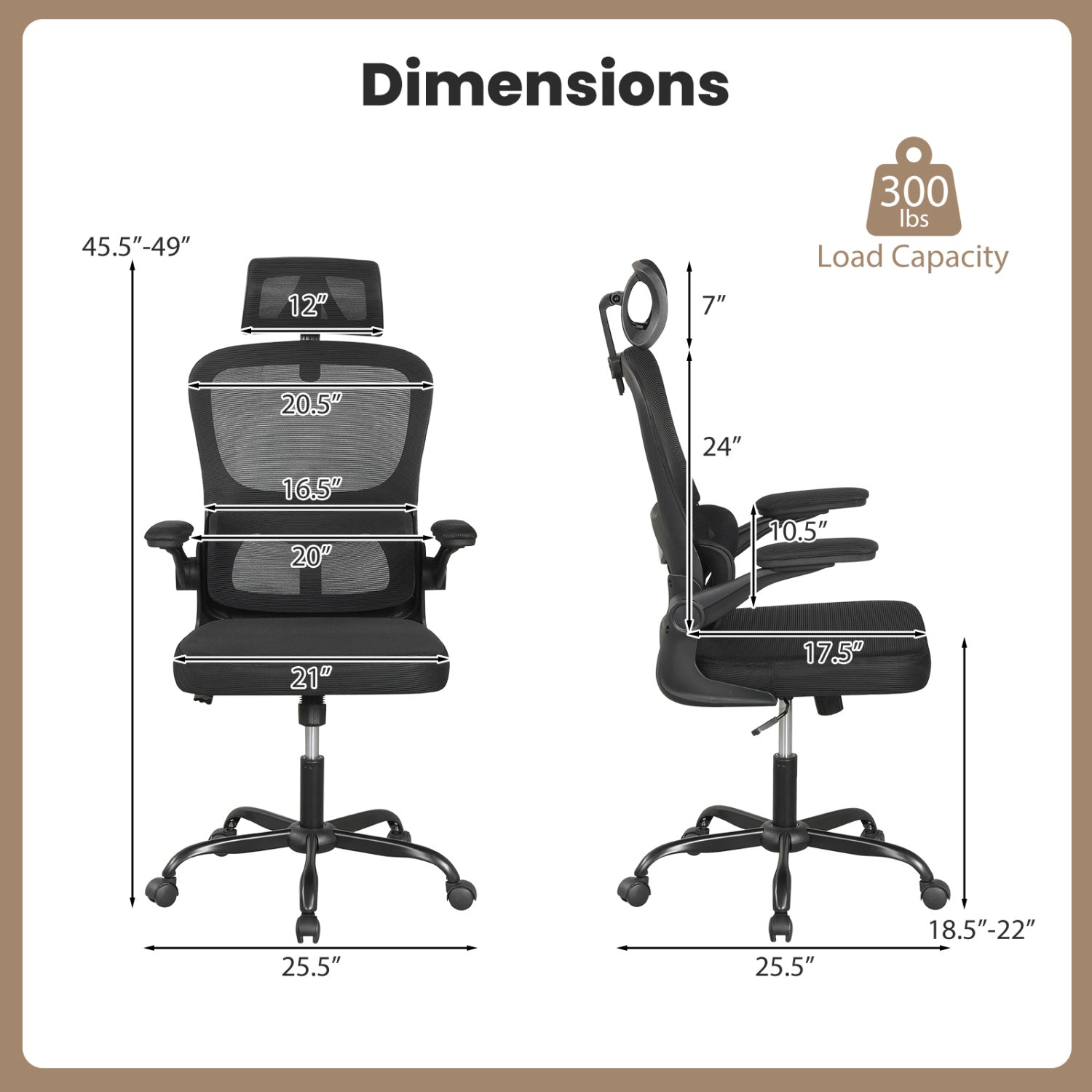 Mesh Office Chair, Adaptive Lumbar Support, Flip-up Armrests, Black Ergonomic Chairs at Gallery Canada