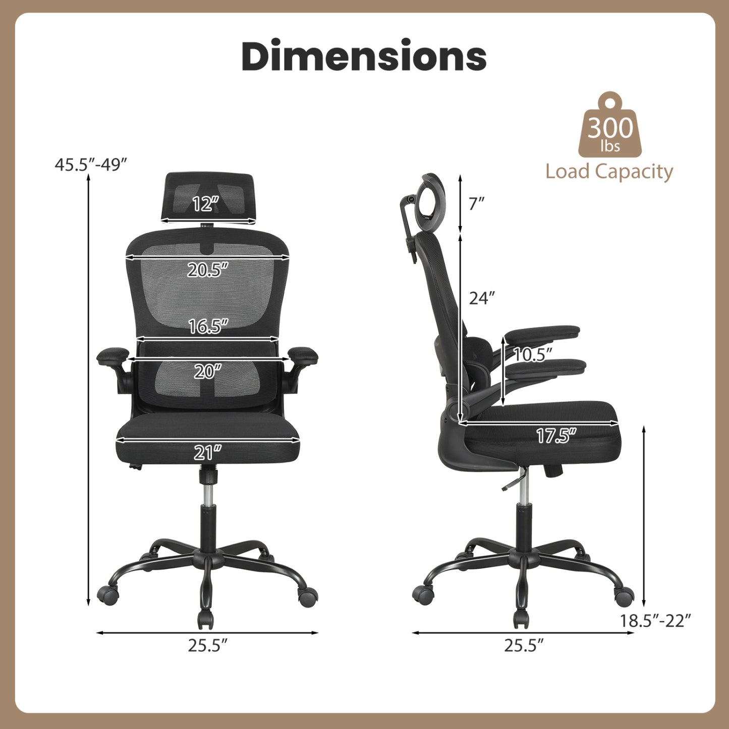 Mesh Office Chair, Adaptive Lumbar Support, Flip-up Armrests, Black Ergonomic Chairs at Gallery Canada