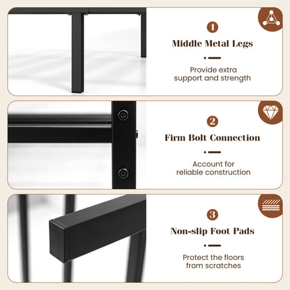 Twin Metal Bed Frame, Upholstered Headboard, Black