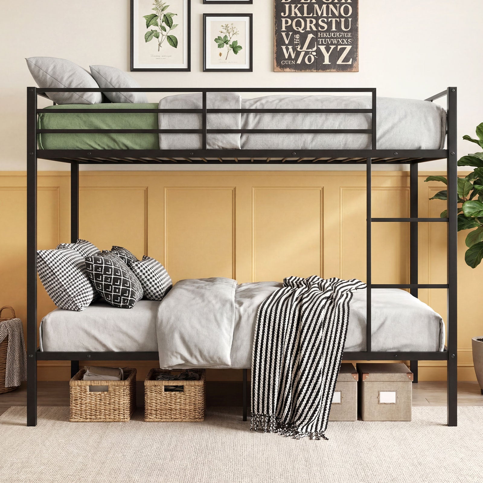 Metal Bunk Bed, Full Over Full, Safety Guardrail, Black Bunk Bed Frame at Gallery Canada