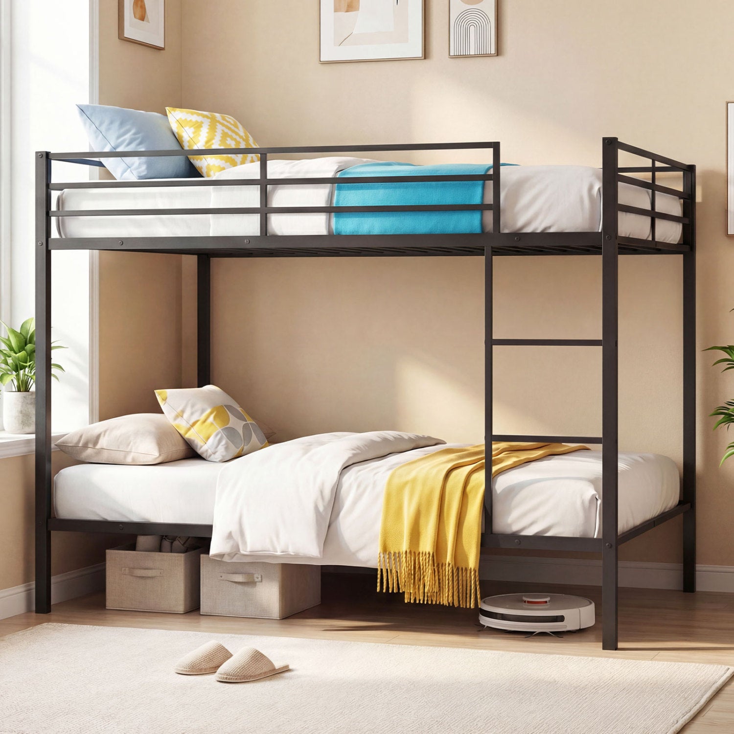 Metal Bunk Bed, Full Over Full, Safety Guardrail, Black Bunk Bed Frame at Gallery Canada
