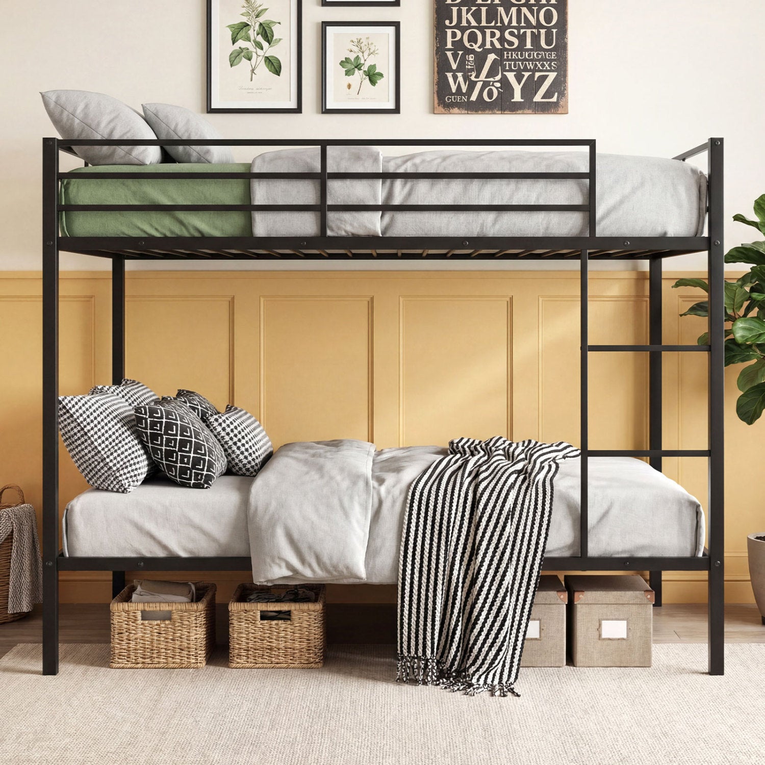 Metal Bunk Bed, Full Over Full, Safety Guardrail, Black Bunk Bed Frame at Gallery Canada