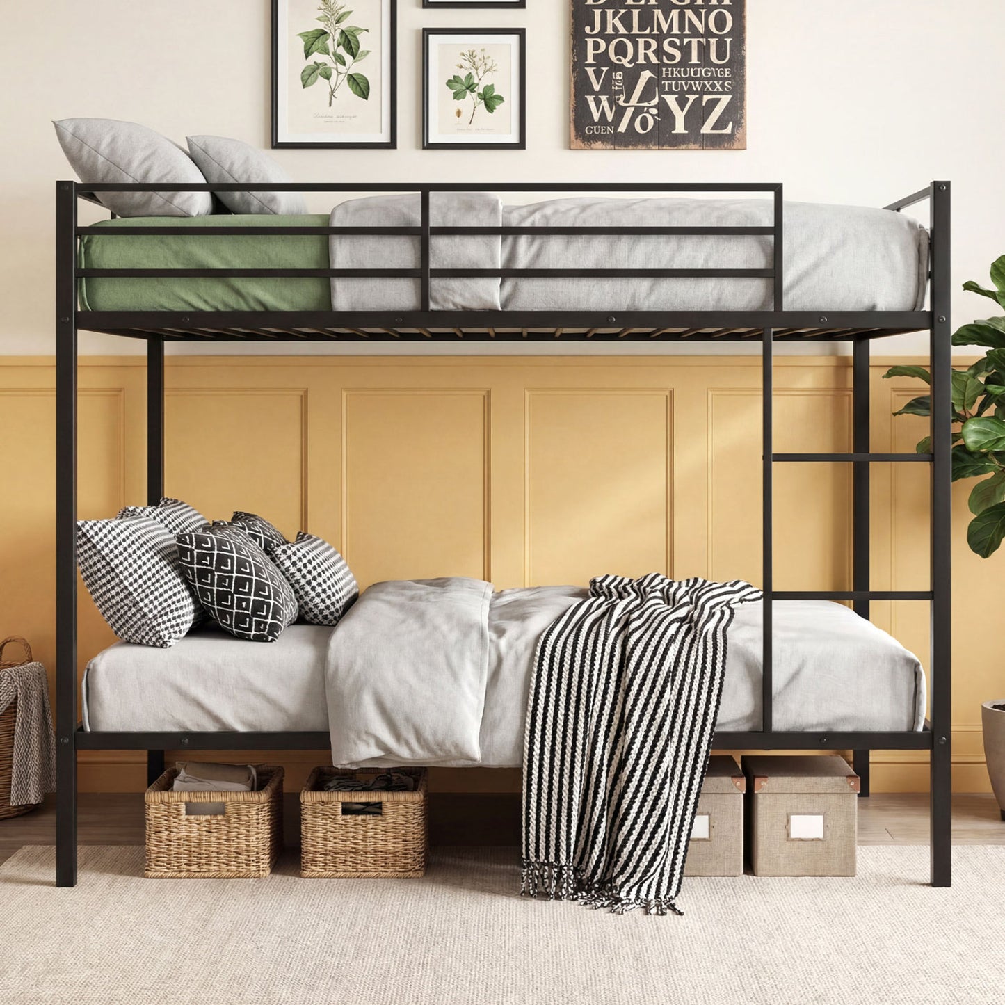 Metal Bunk Bed, Full Over Full, Safety Guardrail, Black Bunk Bed Frame at Gallery Canada