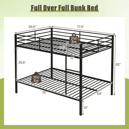 Metal Bunk Bed, Full Over Full, Safety Guardrail, Black Bunk Bed Frame at Gallery Canada