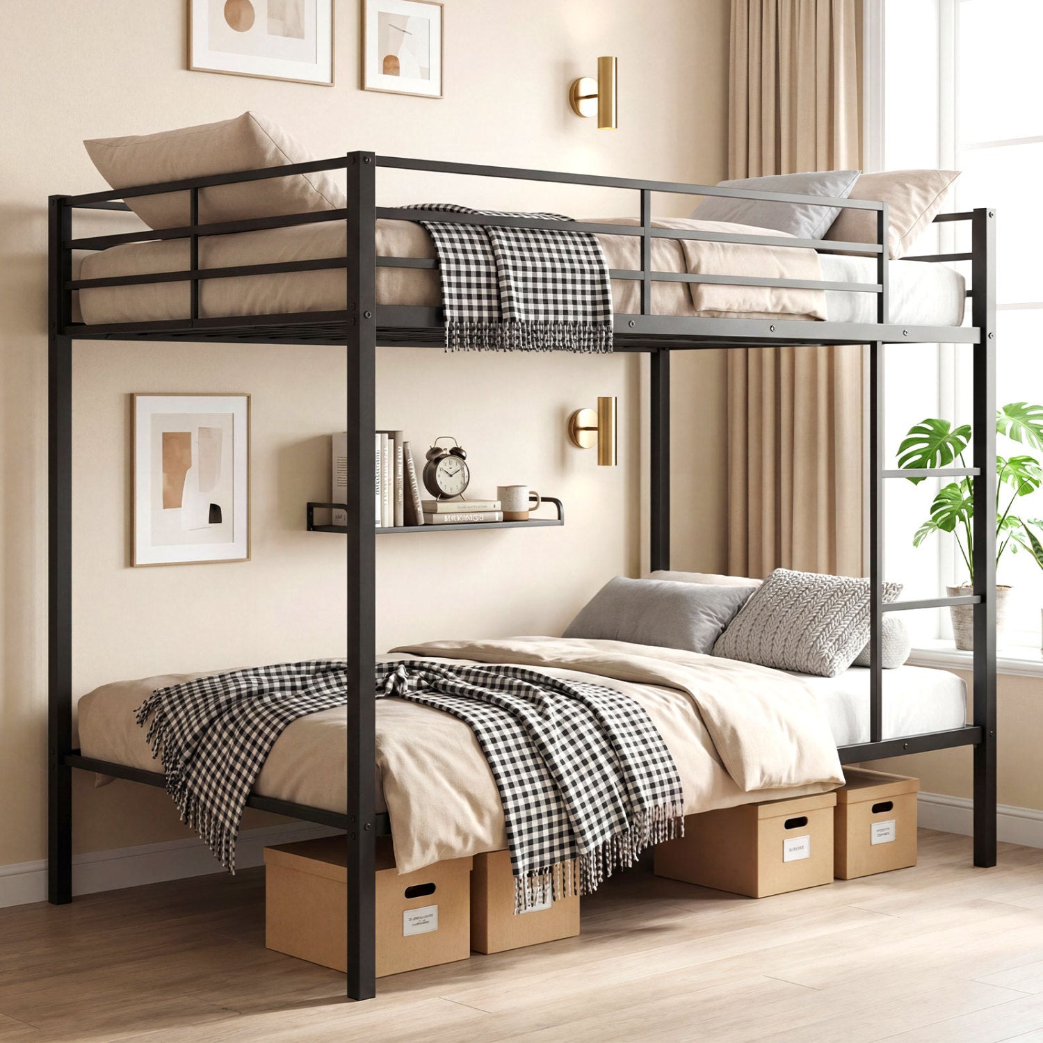 Metal Bunk Bed, Full Over Full, Safety Guardrail, Black Bunk Bed Frame at Gallery Canada