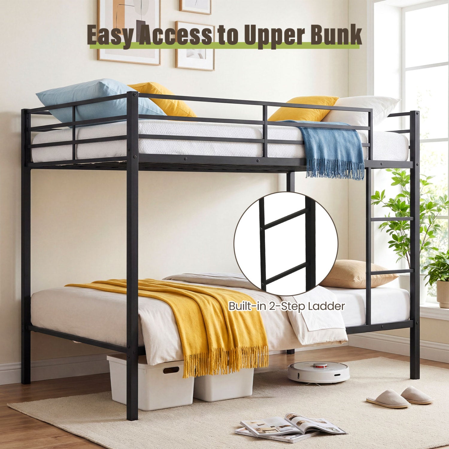 Metal Bunk Bed, Full Over Full, Safety Guardrail, Black Bunk Bed Frame at Gallery Canada