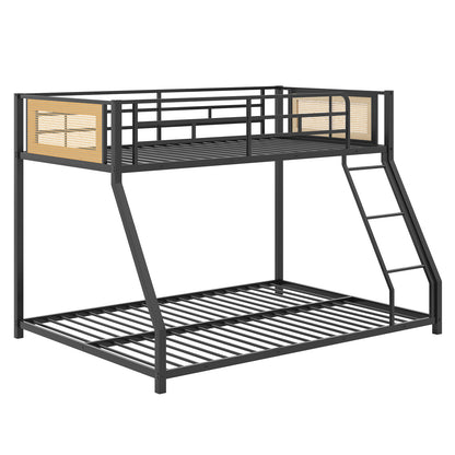 Metal Bunk Bed, Twin Over Full Size, Full Guardrail, Ramp Ladder, Black Toddler Beds Black at Gallery Canada