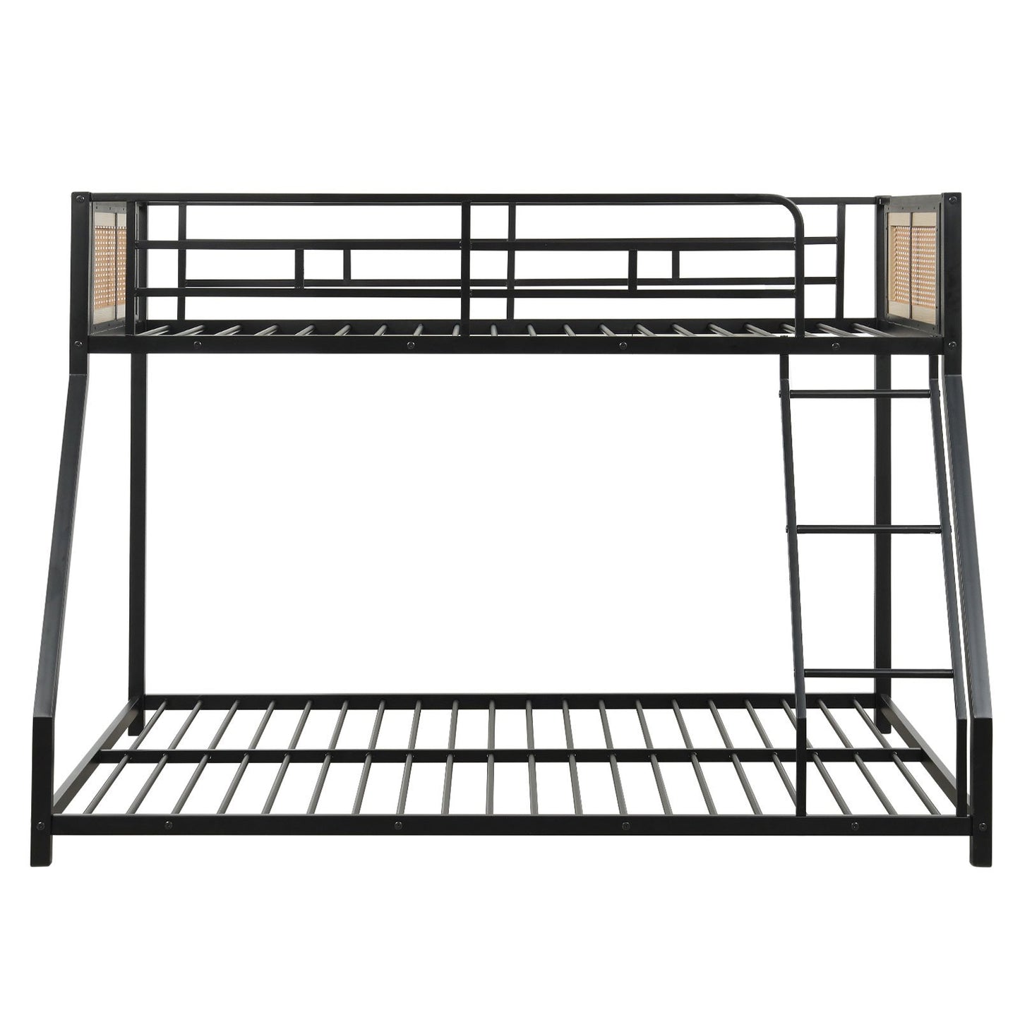 Metal Bunk Bed Twin Over Full with Full Length Safety Guardrail and Ramp Ladder, Black Toddler Beds at Gallery Canada