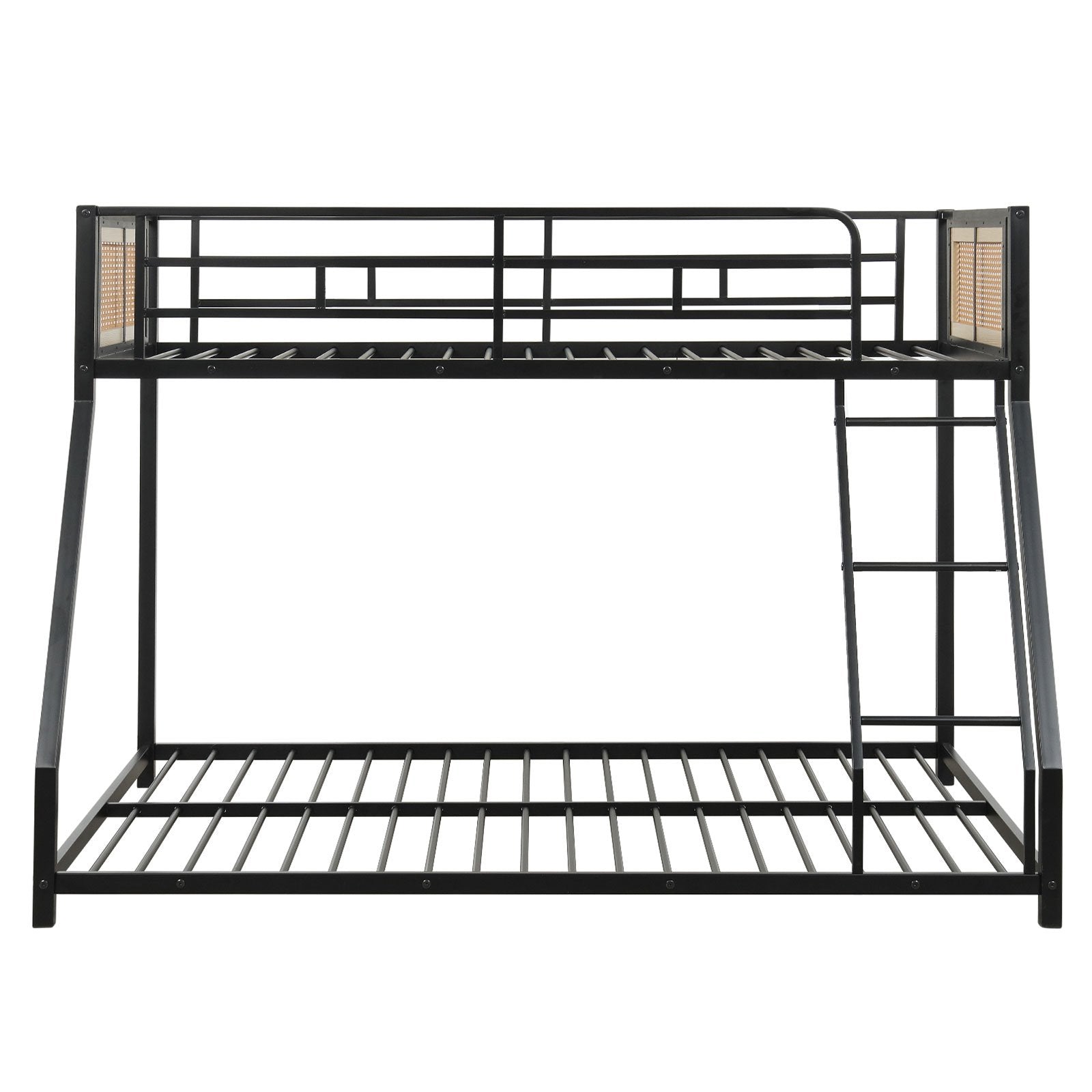 Metal Bunk Bed Twin Over Full with Full Length Safety Guardrail and Ramp Ladder, Black Toddler Beds at Gallery Canada