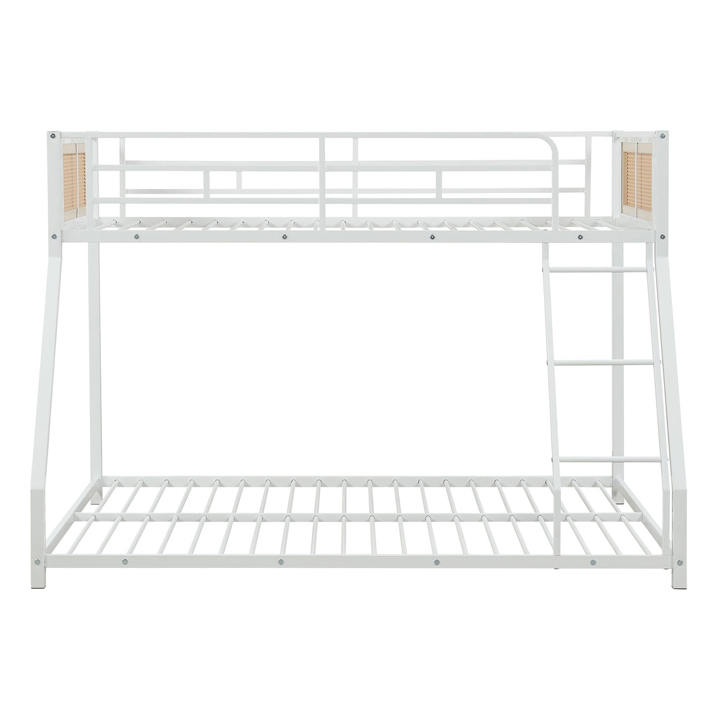 Metal Bunk Bed Twin Over Full with Full Length Safety Guardrail and Ramp Ladder, White Toddler Beds at Gallery Canada