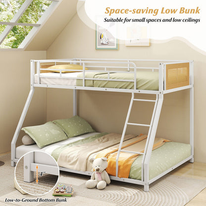 Metal Bunk Bed Twin Over Full with Full Length Safety Guardrail and Ramp Ladder, White Toddler Beds at Gallery Canada
