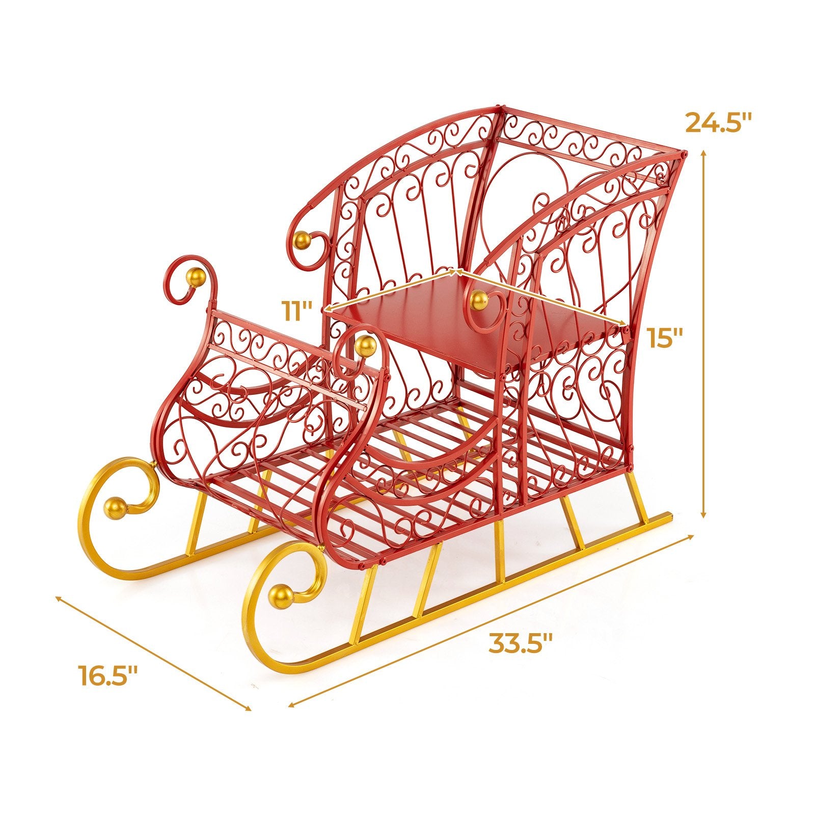 Metal Christmas Santa Sleigh Basket 2-Tier Xmas Santa's Gift Storage Sleigh Christmas Decor & Accessories at Gallery Canada