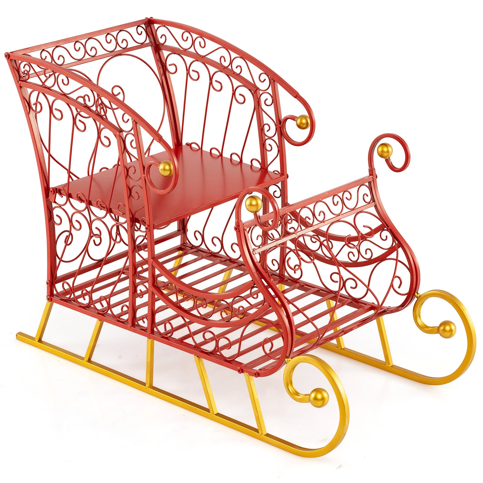 Metal Christmas Santa Sleigh Basket, 2-Tier Xmas Gift Storage Christmas Decor & Accessories Options at Gallery Canada