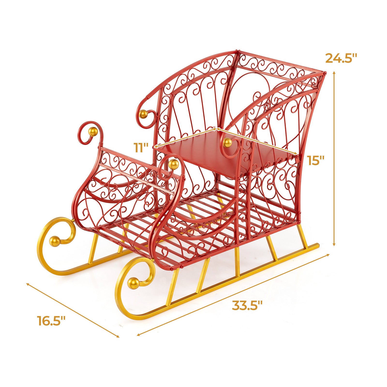 Metal Christmas Santa Sleigh Basket, 2-Tier Xmas Gift Storage Christmas Decor & Accessories at Gallery Canada