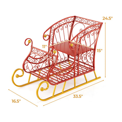 Metal Christmas Santa Sleigh Basket, 2-Tier Xmas Gift Storage Christmas Decor & Accessories at Gallery Canada