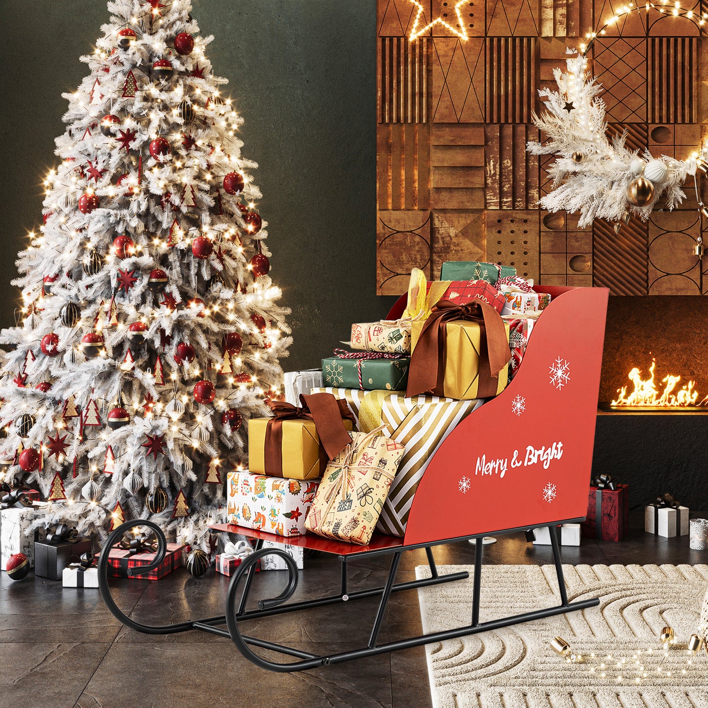 Metal Christmas Santa Sleigh Basket, Gift Storage Sleigh Christmas Decor & Accessories at Gallery Canada