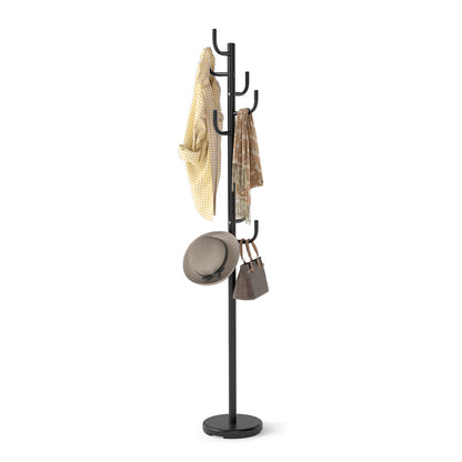 Metal Coat Rack Stand, 8 Sturdy Hooks, Metal Base, Black Coat Racks & Hall Trees at Gallery Canada