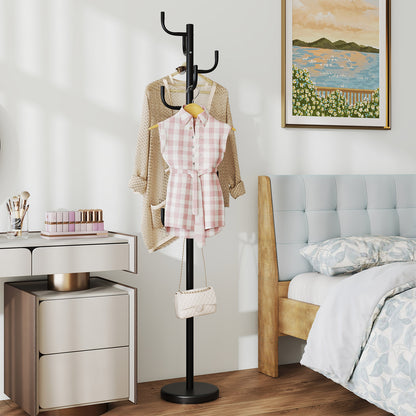 Metal Coat Rack Stand, 8 Sturdy Hooks, Metal Base, Black Coat Racks & Hall Trees at Gallery Canada