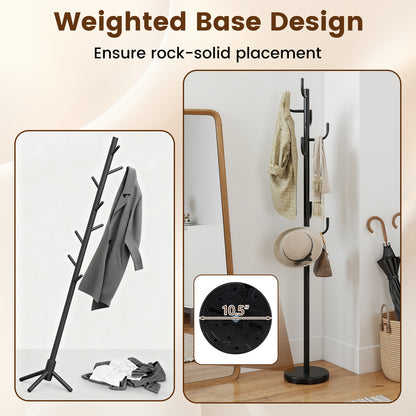 Metal Coat Rack Stand, 8 Sturdy Hooks, Metal Base, Black Coat Racks & Hall Trees at Gallery Canada