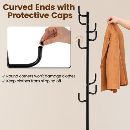 Metal Coat Rack Stand, 8 Sturdy Hooks, Metal Base, Black Coat Racks & Hall Trees at Gallery Canada