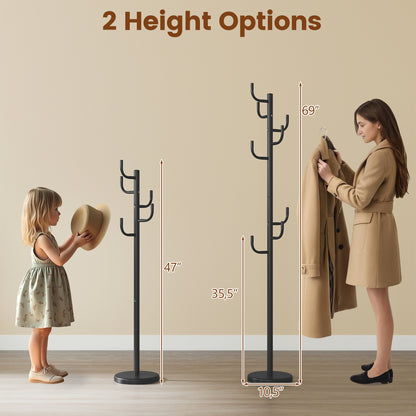 Metal Coat Rack Stand, 8 Sturdy Hooks, Metal Base, Black Coat Racks & Hall Trees at Gallery Canada