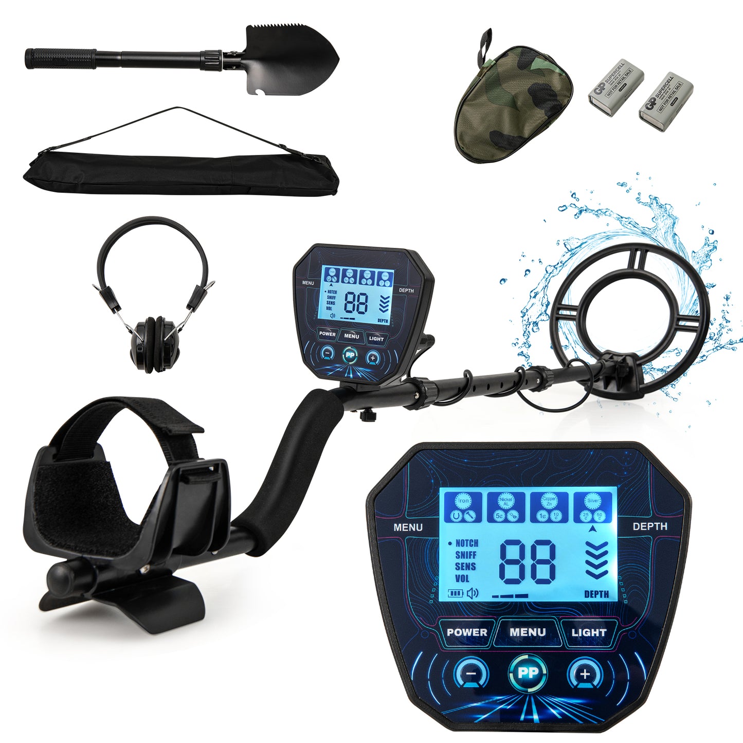 Metal Detector With Backlit LCD Display, Advanced DSP Chip, Black Garden Tools at Gallery Canada