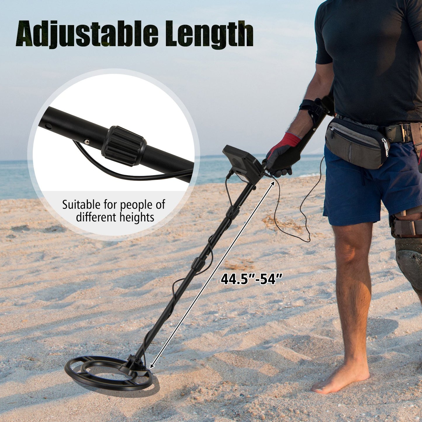 Metal Detector with Backlit LCD Display and Advanced DSP Chip, Black Garden Tools at Gallery Canada