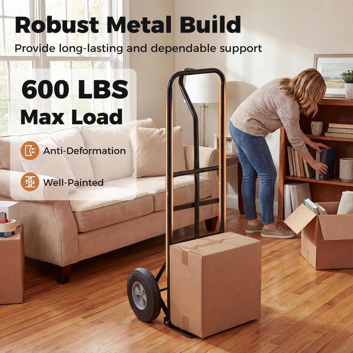 Heavy-Duty Metal Hand Truck, 600 LBS, 10inch Wheels, Black Garages at Gallery Canada