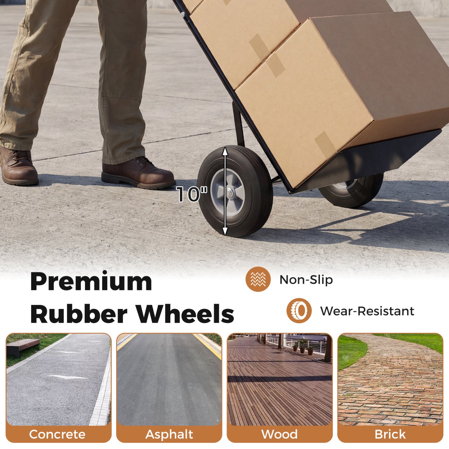 Heavy-Duty Metal Hand Truck, 600 LBS, 10inch Wheels, Black Garages at Gallery Canada