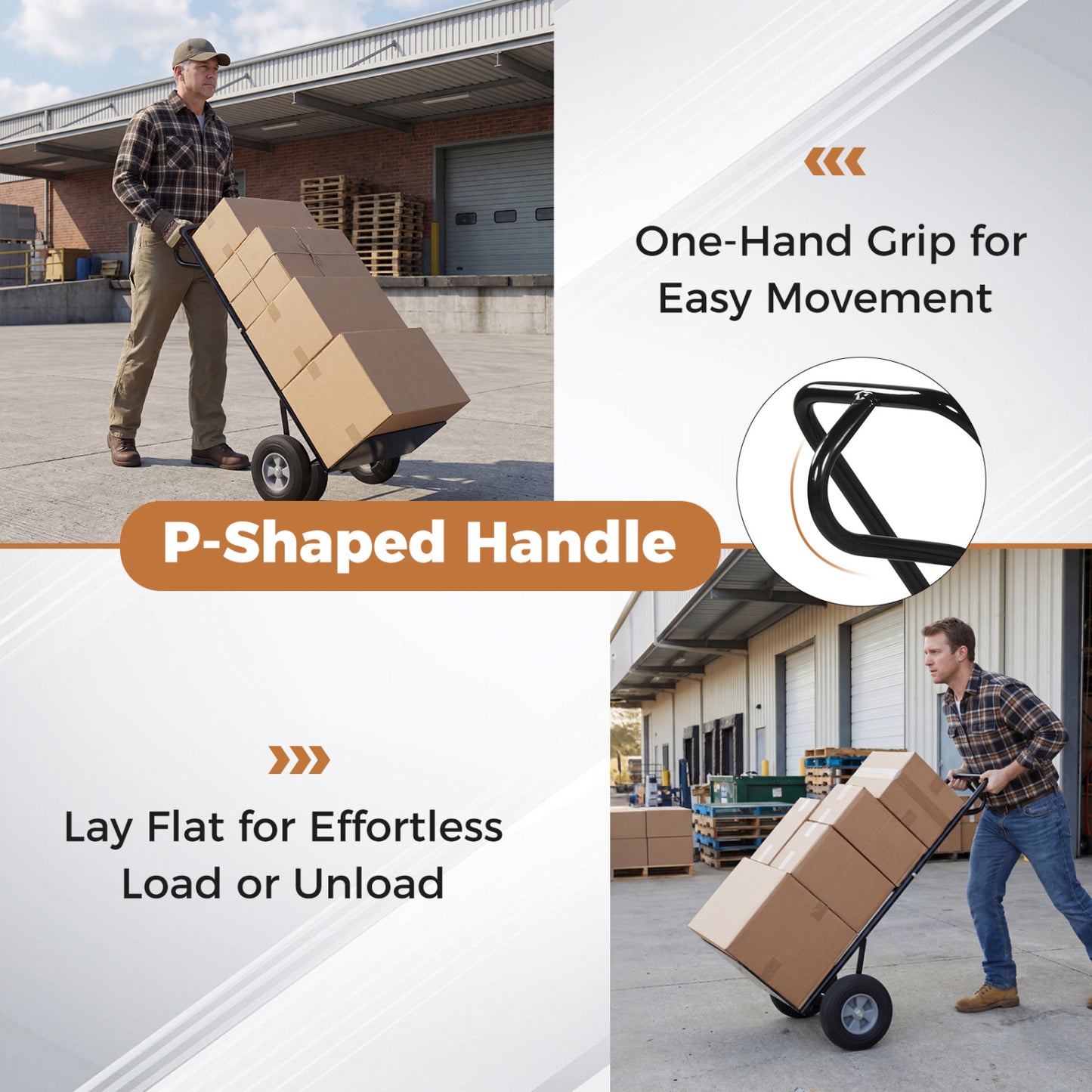 Heavy-Duty Metal Hand Truck, 600 LBS, 10inch Wheels, Black Garages at Gallery Canada