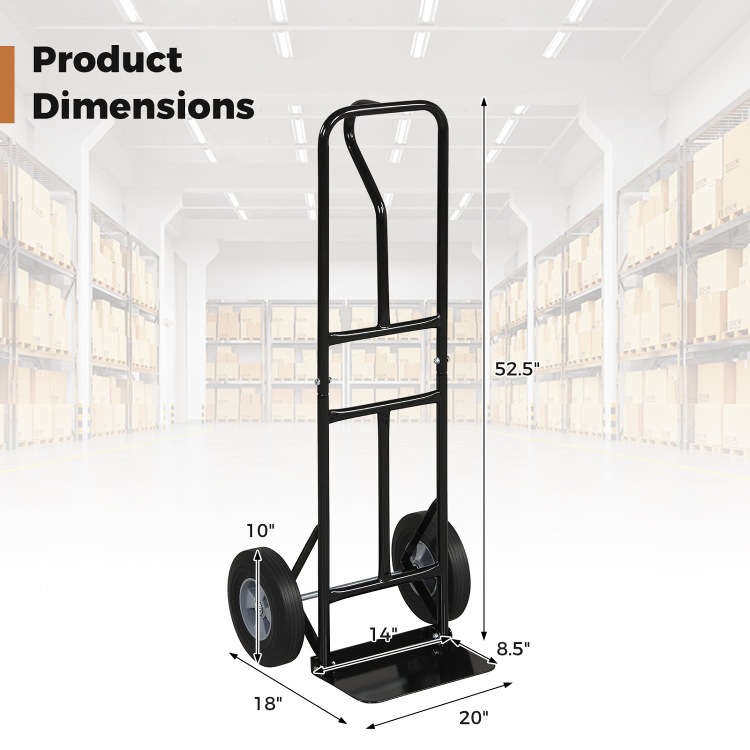 Heavy-Duty Metal Hand Truck, 600 LBS, 10inch Wheels, Black Garages at Gallery Canada