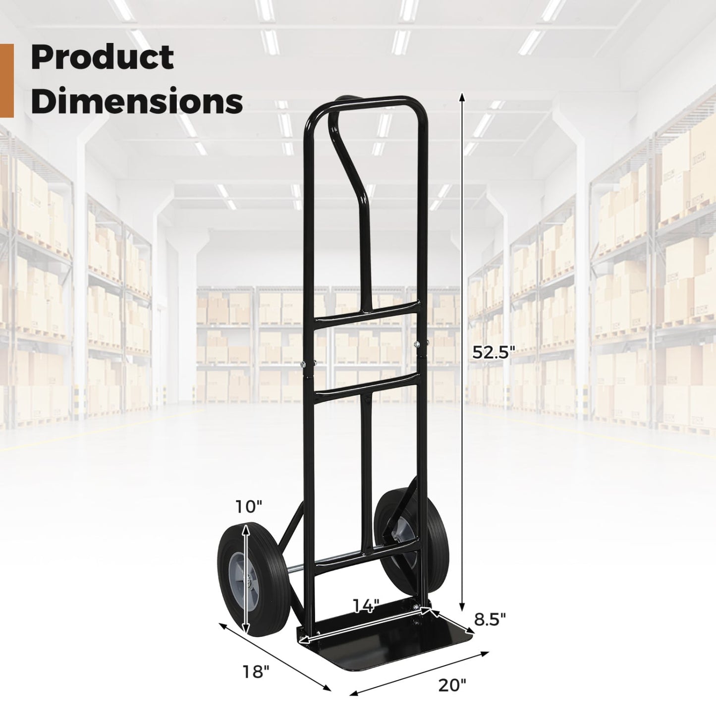 Heavy-Duty Metal Hand Truck, 600 LBS, 10inch Wheels, Black Garages at Gallery Canada