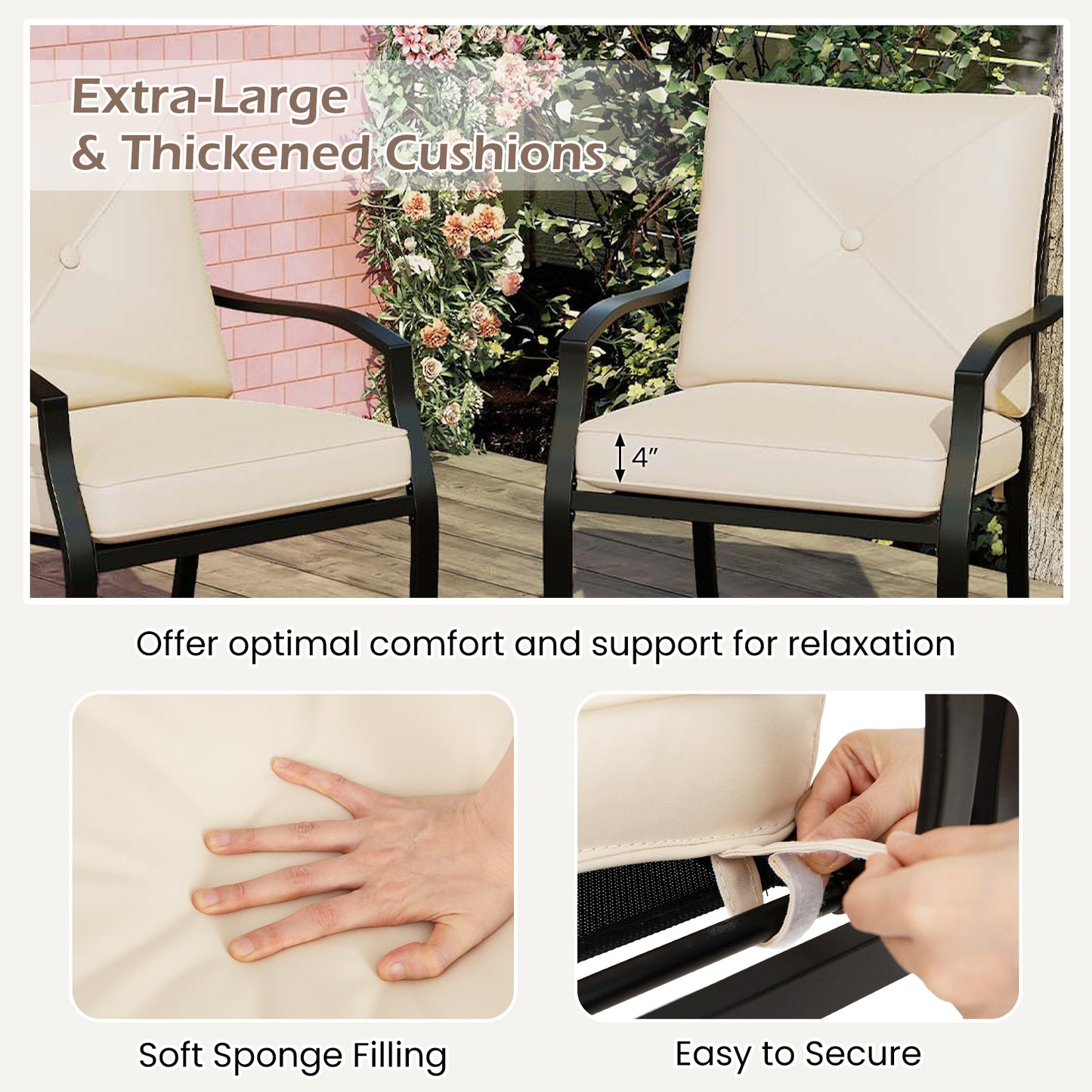Metal Outdoor Dining Chair Set of 2 Stackable Patio Chairs with Armrests, Beige Patio Dining Chairs at Gallery Canada