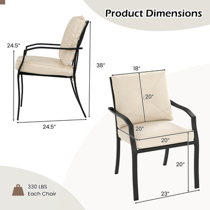 Metal Outdoor Dining Chair Set of 2 Stackable Patio Chairs with Armrests, Beige Patio Dining Chairs at Gallery Canada