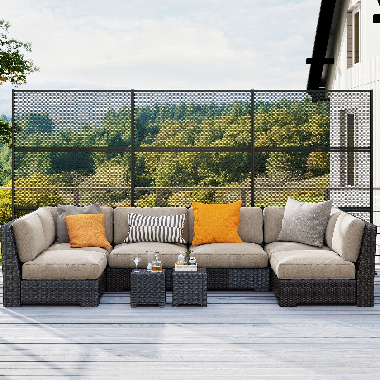 Metal Privacy Screen with Expansion Bolts and Connection Screws, Black Room Dividers at Gallery Canada