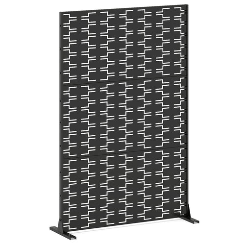 Metal Privacy Screen 72 x 48 Inch Freestanding Fence Panel Indoor Outdoor, Black
