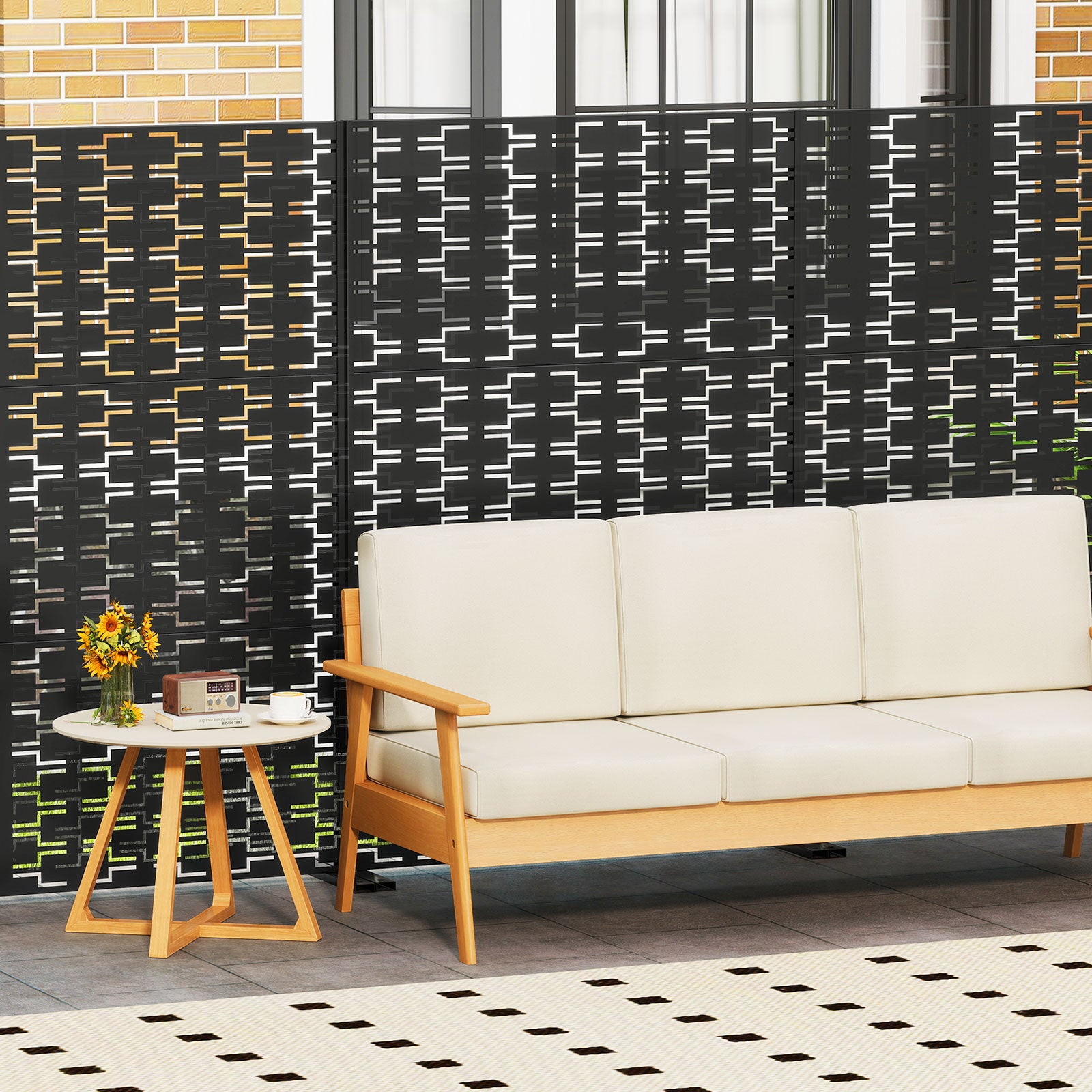 Metal Privacy Screen 72 x 48 Inch Freestanding Fence Panel Indoor Outdoor, Black Room Dividers at Gallery Canada